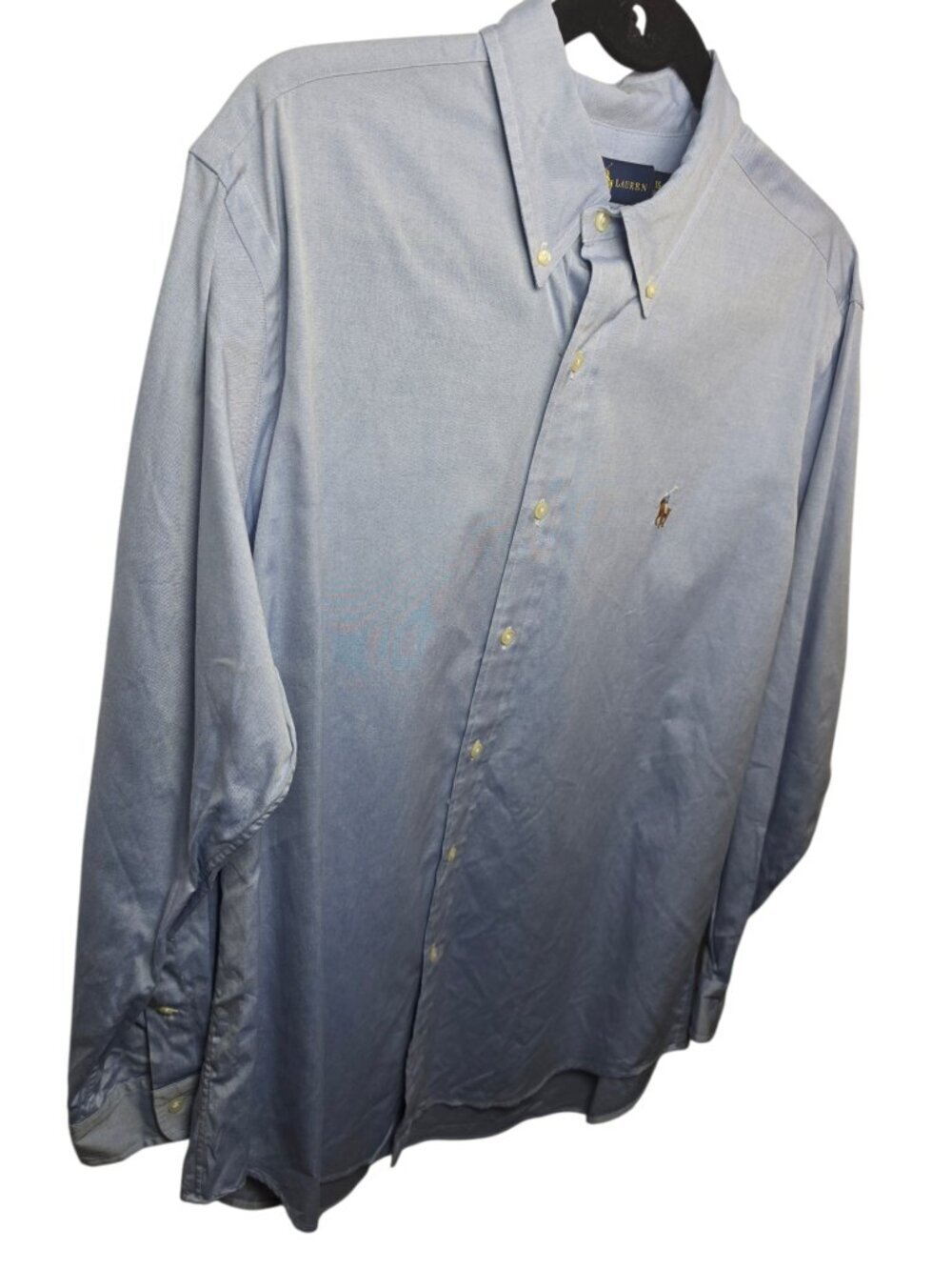 Ralph Lauren Button Down Men's Men's Longe-Sleeve Blue Dress Shirt Sz 16( 32/33)